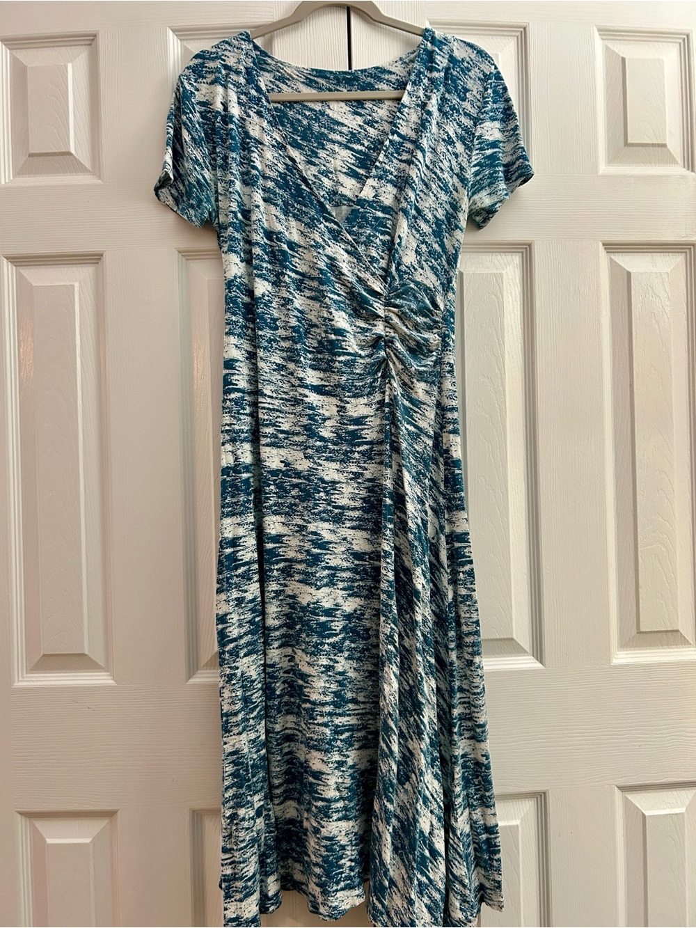 Soft Surroundings Blue Patterned Wrap-Style Women’s Dress